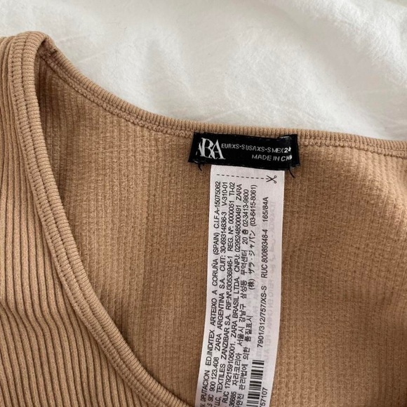 Zara nude ribbed long sleeve top - Picture 2 of 3